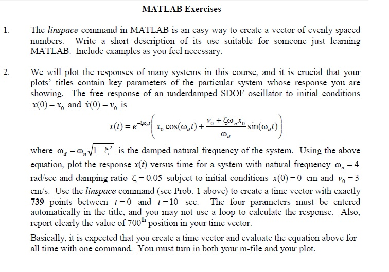 linspace matlab