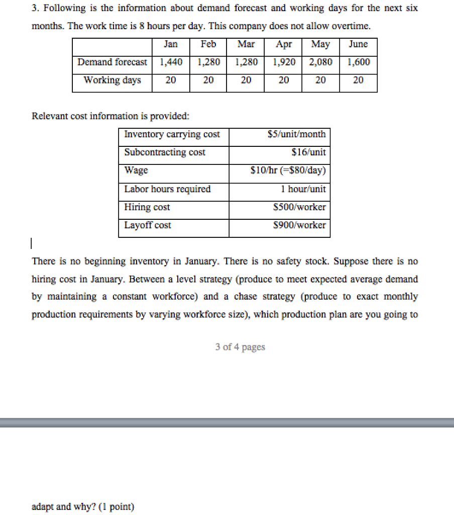 Solved 3 Following Is The Information About Demand Forecast Chegg Com