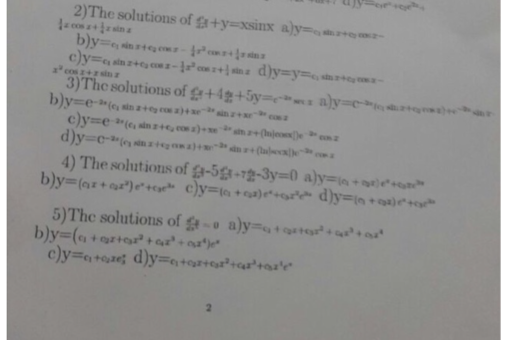 Solved The Solutions Of D 2y Dx Y Xsinx Y Y C 1 Sin Chegg Com