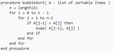 Bubble Sorting algorithm with example program in C/C++/Java languages