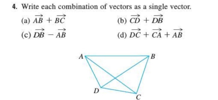 Solved 4 Write Each Combination Of Vectors As A Single V Chegg Com