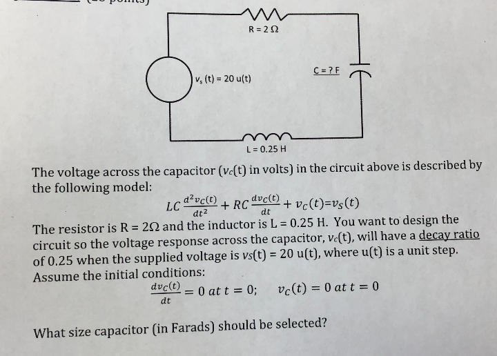 Solved V T U T Cf L 0 25 H The Voltage Across Th Chegg Com