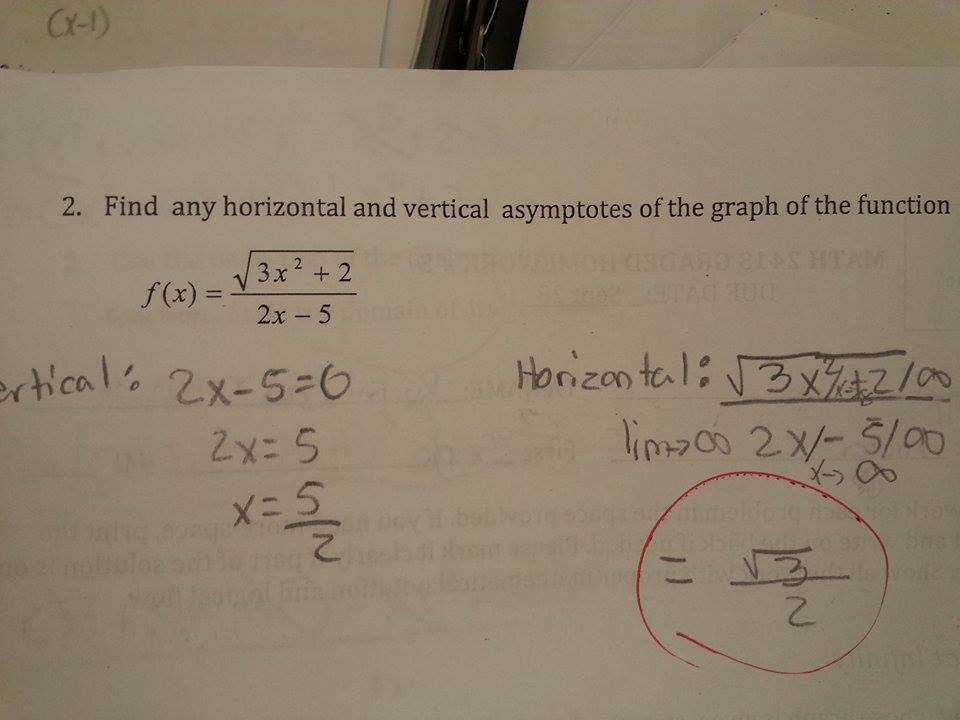 Find Any Horizontal And Vertical Asymptotes Of The Chegg Com