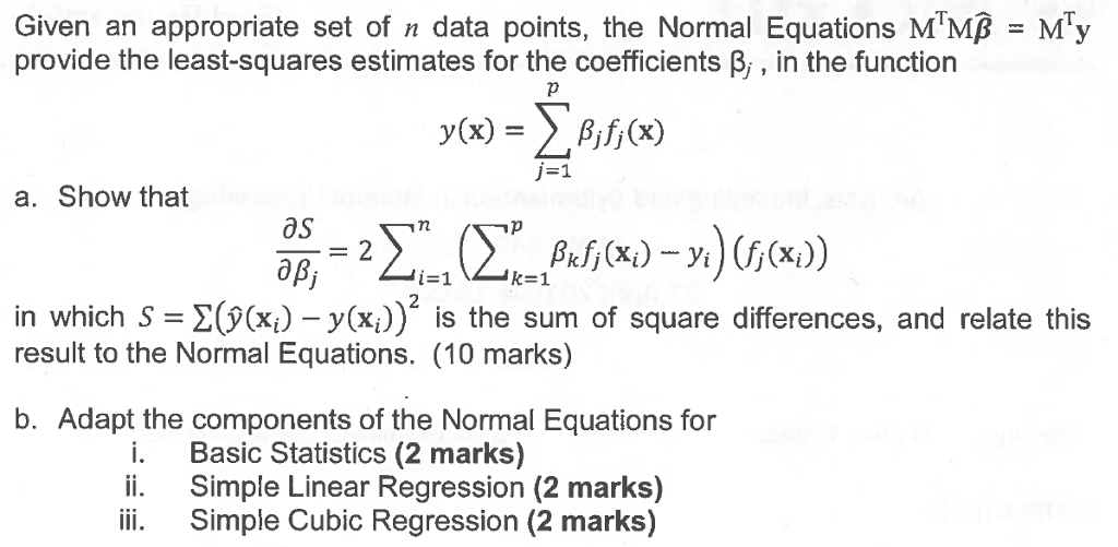 Given An Appropriate Set Of N Data Points The Nor Chegg Com