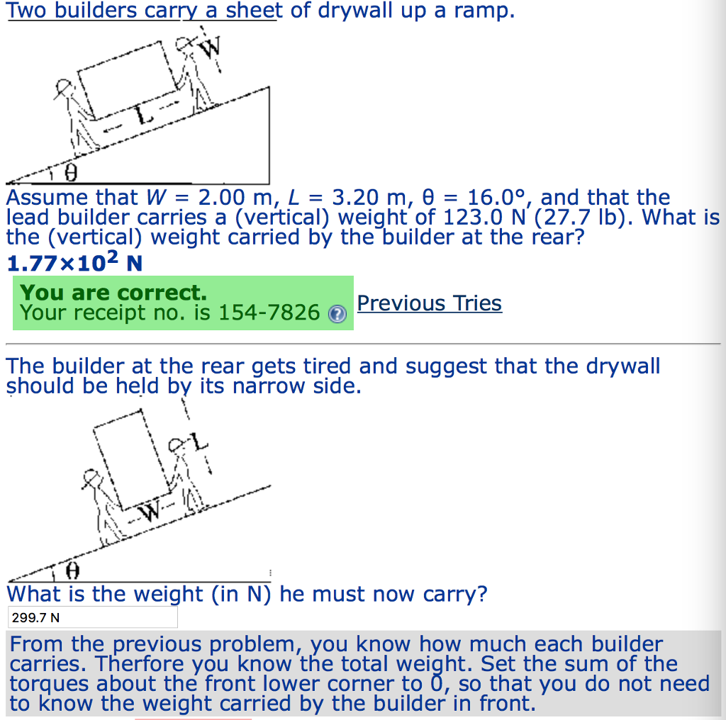 Two Builders Carry A Sheet Of Drywall Up A Ramp Chegg 