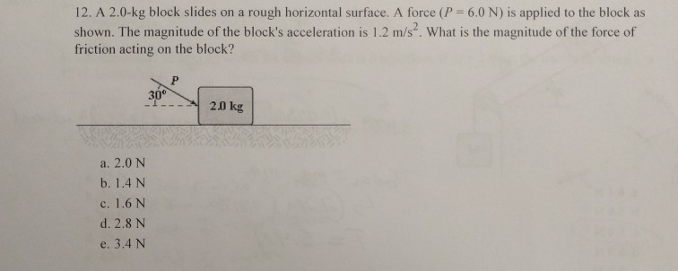 12 A 2 0 Kg Block Slides On A Rough Horizontal Chegg 