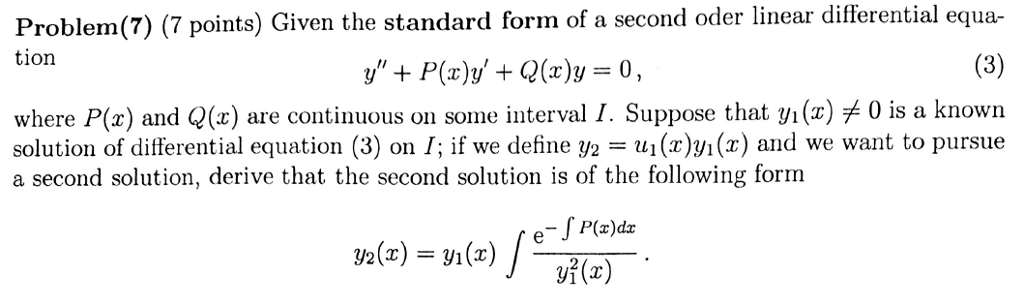 Solved Given The Standard Form Of A Second Order Linear Chegg Com