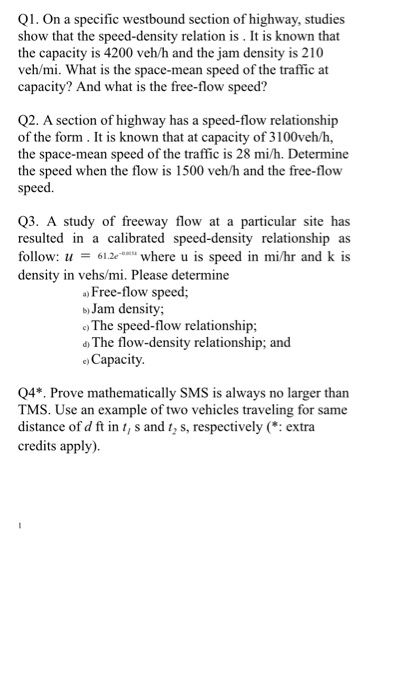 Solved On A Specific Westbound Section Of Highway Studie Chegg Com