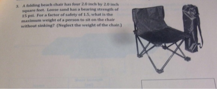 Solved A Folding Beach Chair Has Four 2 0 Inch By 2 0 Inc