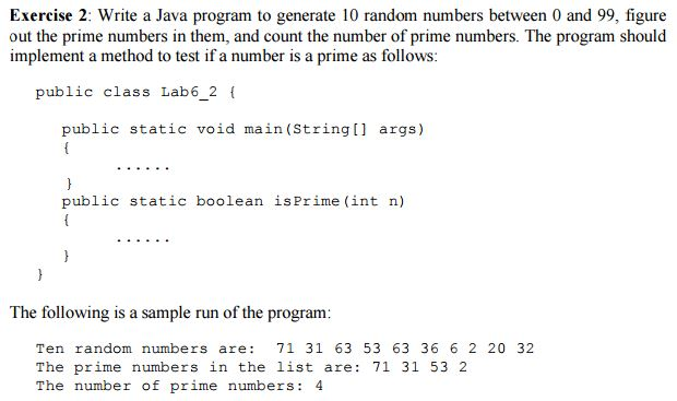 Solved Write a Java program to generate random numbers Chegg.com