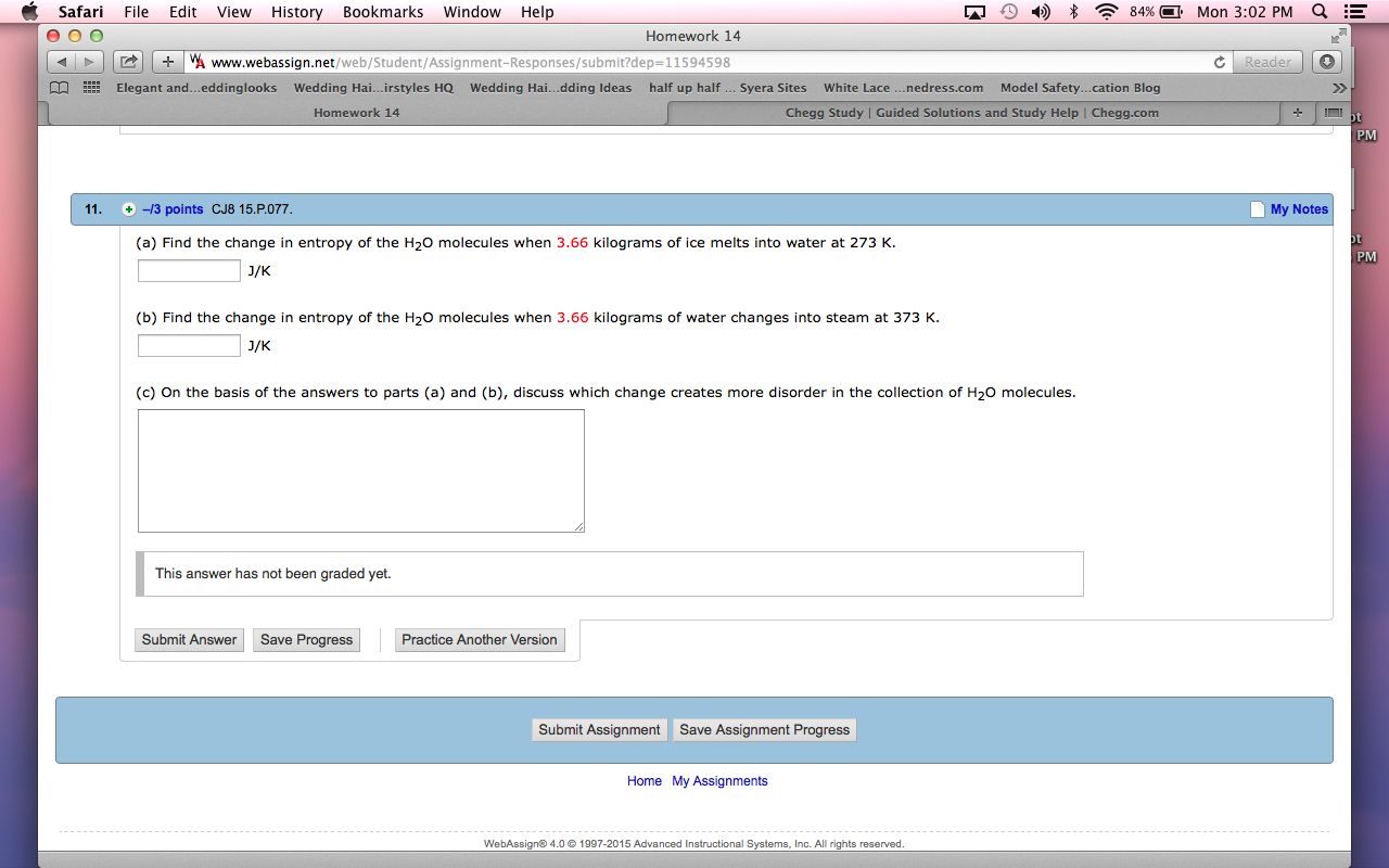 Solved A Find The Change In Entropy Of The H2o Molecule