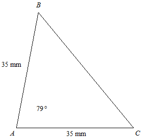 What is the area of triangle ABC to the nearest te