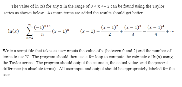 Solved The Value Of In Ln X For Any X In The Range Of 0 Chegg Com