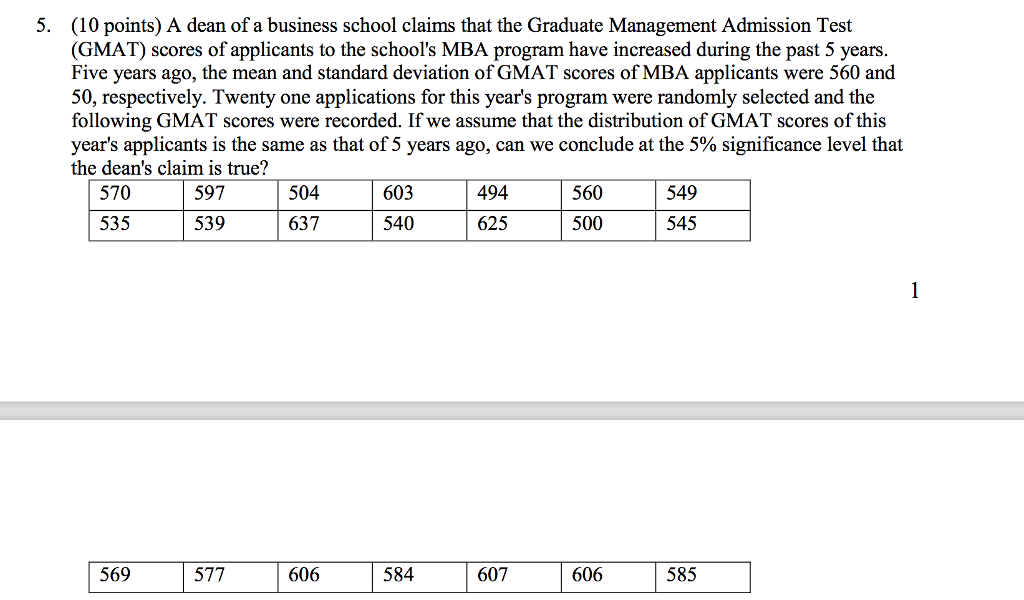 Solved Scenario 2: GMAT Scores: On the Rise?.. A dean of a