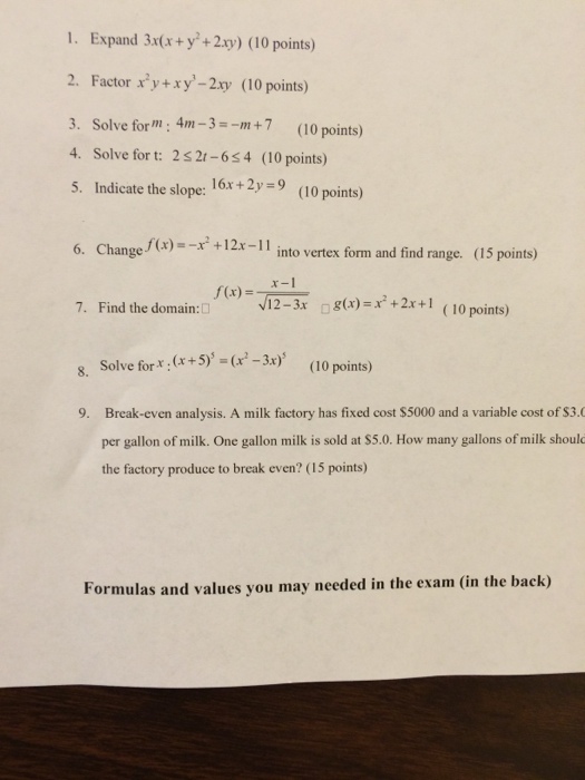 Solved 1 Expand 3x X Y 2 2xy 2 Factor X 2 Xy 3 2x Chegg Com