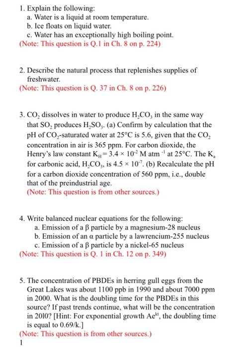 Solved Explain The Following Water Is A Liquid At Room T