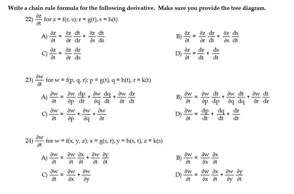 Solved Write A Chain Rule Formula For The Following Deriv Chegg Com