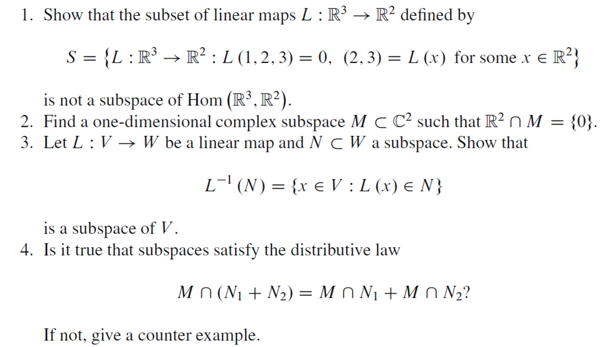 Show That The Subset Of Linear Maps L R 3 Rightar Chegg Com