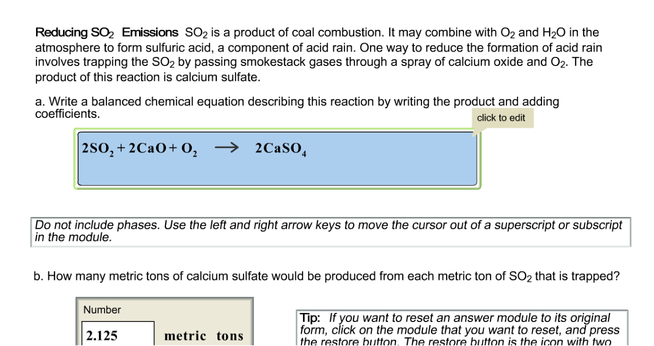 Image for Reducing SO2 Emissions SO2 is a product of coal combustion. It may combine with 02 and H2O in the atmosphere t