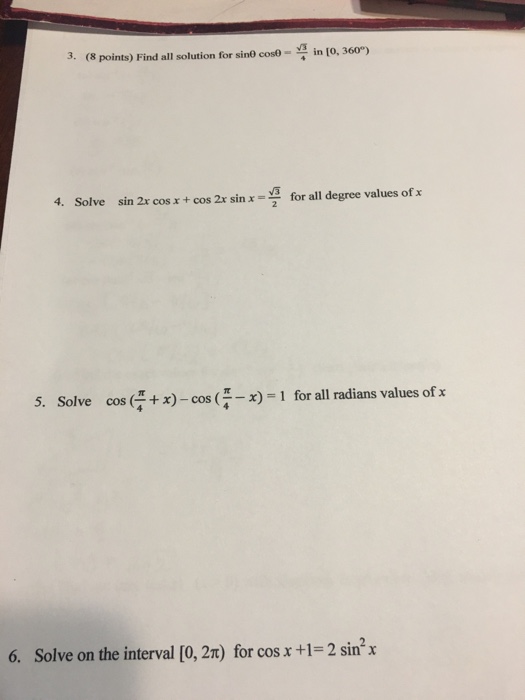 Solved Find All Solution For Sin Theta Cos Theta Square Chegg Com