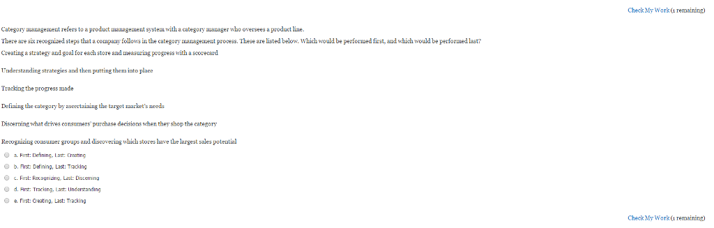 Solved Category Management Refers To A Product Management Chegg Com
