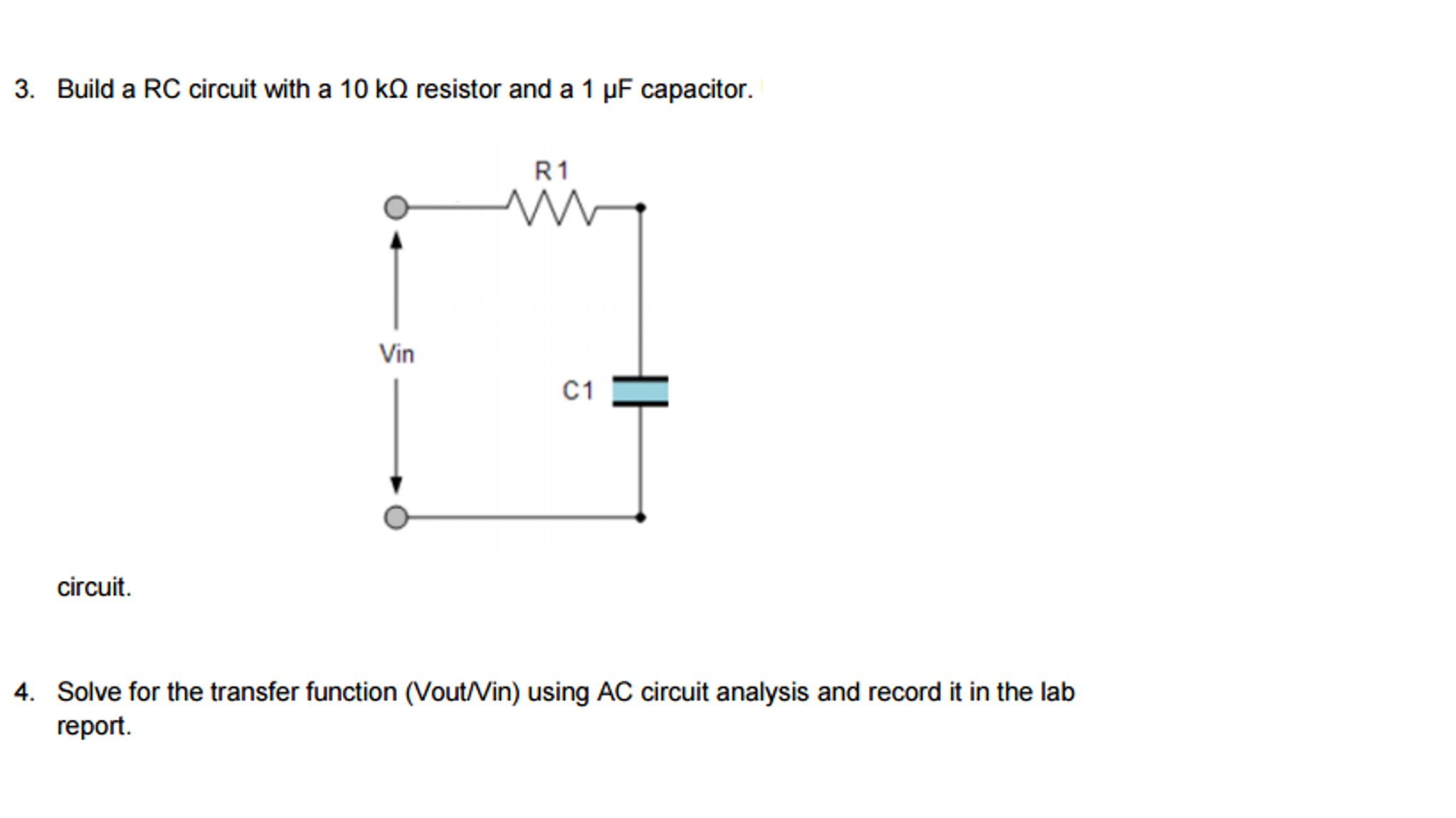 Solved Build A Rc Circuit With A 10 K Ohm Resistor And A 1 Chegg Com