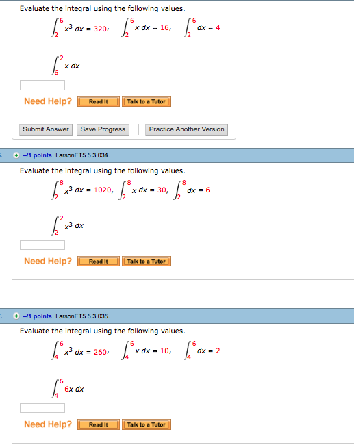 Evaluate The Integral Using The Following Values Chegg 