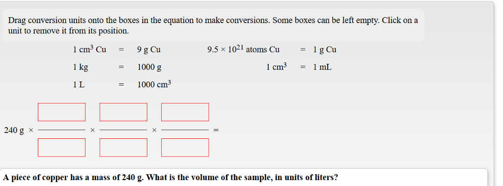 Solved Drag Conversion Units Onto The Boxes In The Equation Chegg Com