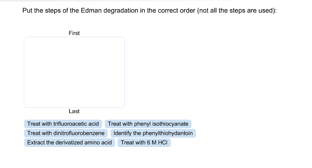 Put The Steps Of The Edman Degradation In The Correct Chegg 