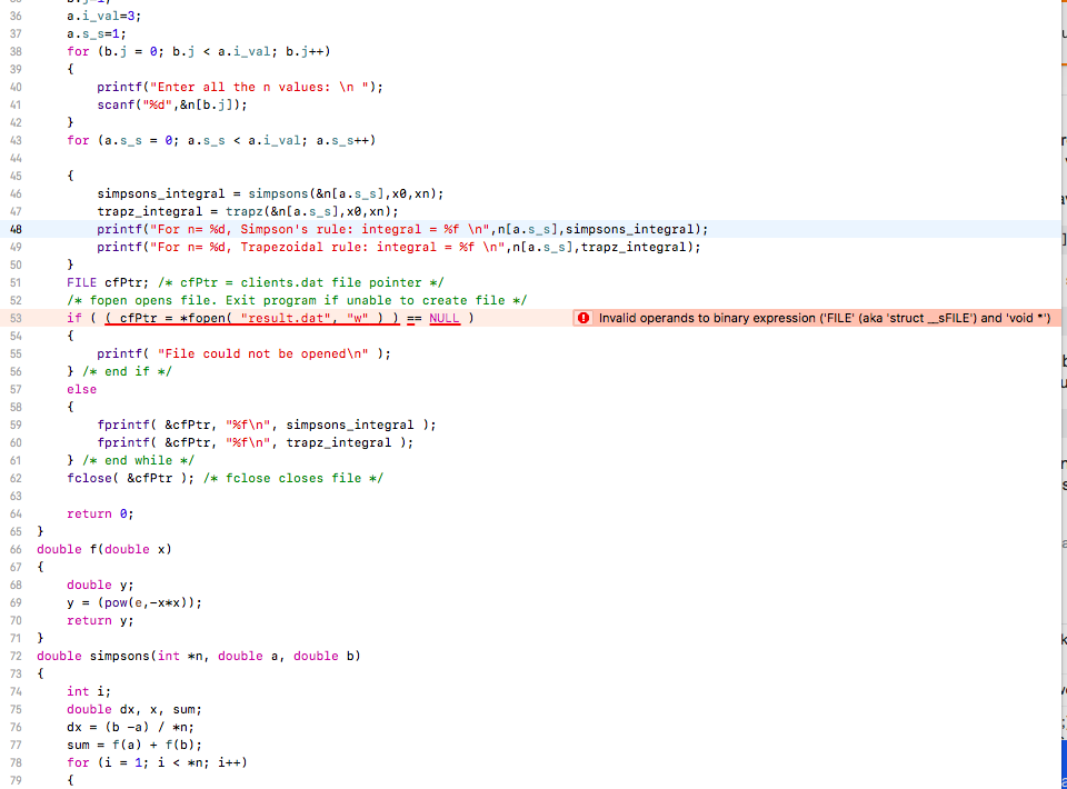 Solved Xcode There Is An Error In This Code Line 53 C Chegg Com