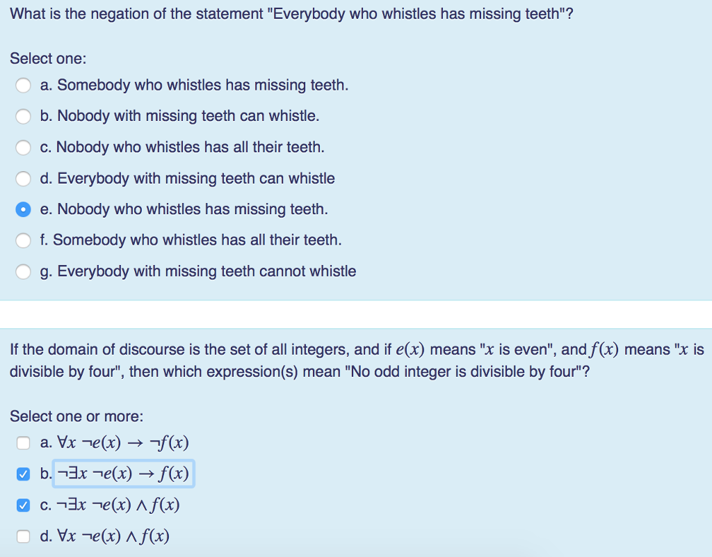 Solved What Is The Negation Of The Statement Everybody W Chegg Com