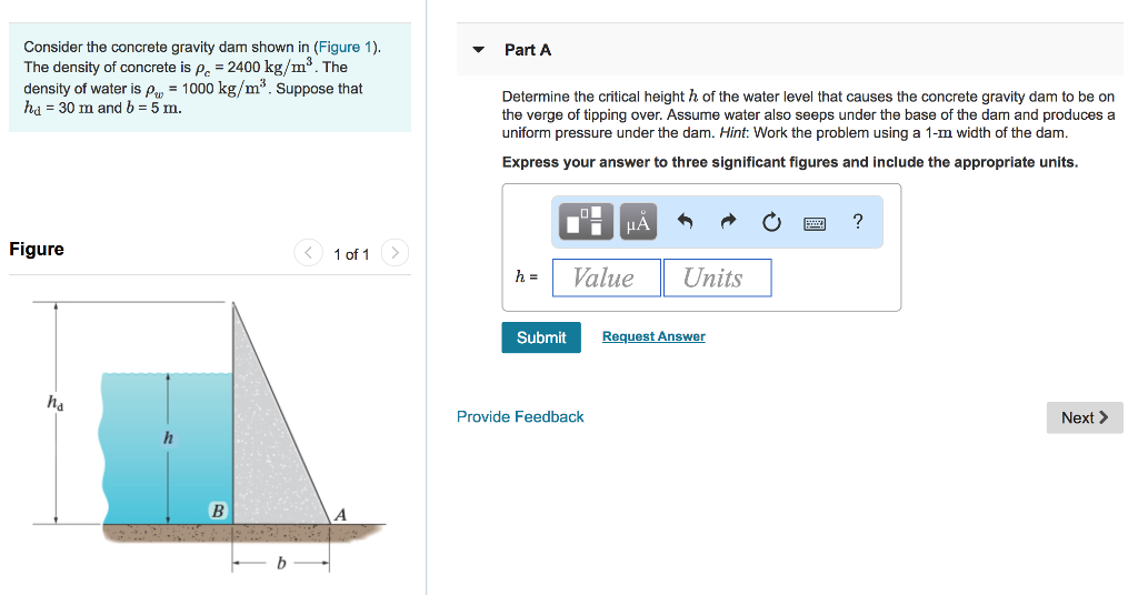 Solved Consider the concrete gravity dam shown in (Figure 1)