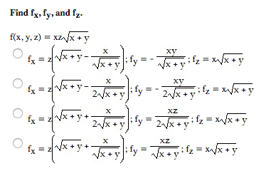 Solved Fx Fy Fz Calculus I Have Worked These Out Myself Chegg Com