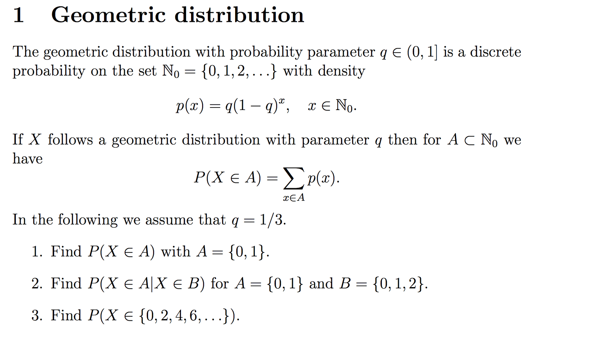 Solved The Geometric Distribution With Probability Parame Chegg Com