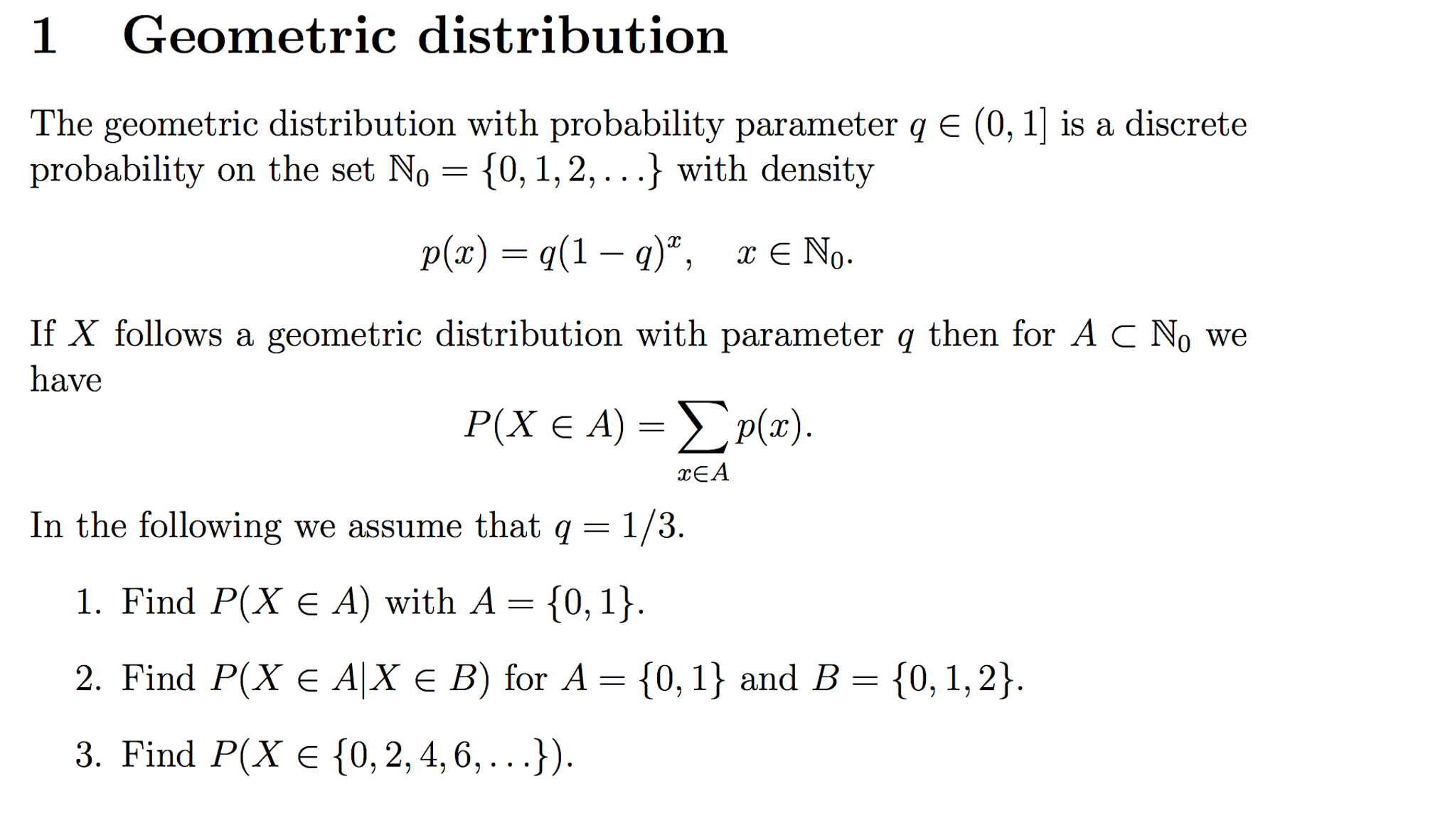 The Geometric Distribution With Probability Parameter Chegg Com