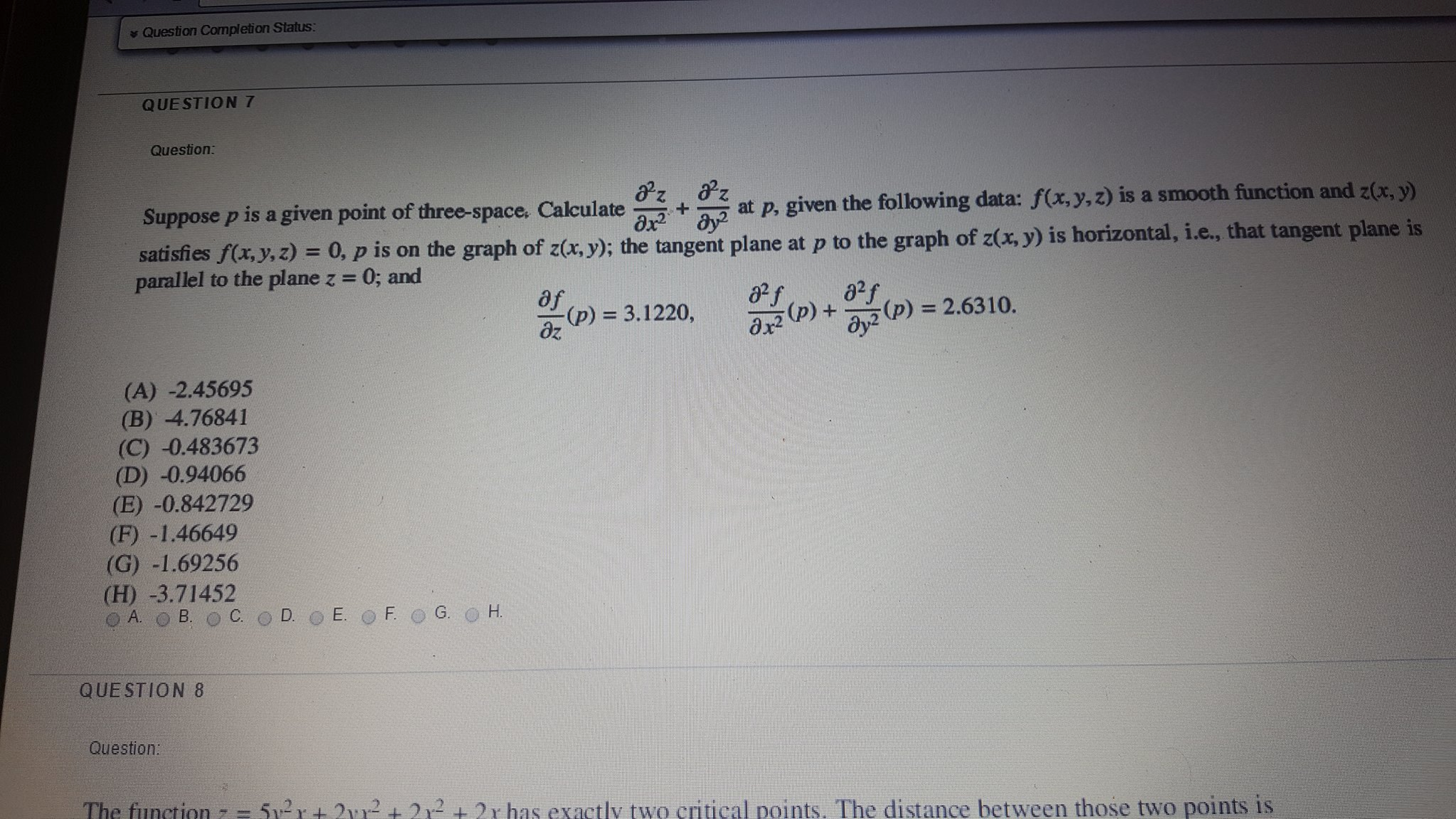 Solved Question 7 Question from calculus 3 engineering pls | Chegg.com