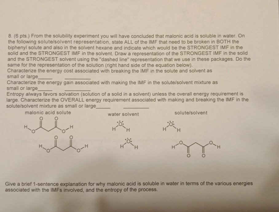8 6 Pts From The Solubility Experiment You Will Chegg Com
