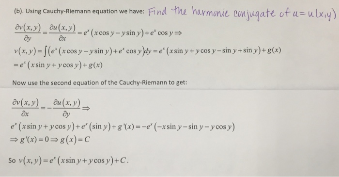 Solved Using Cauchy Riemann Equation We Have Partial Dif Chegg Com