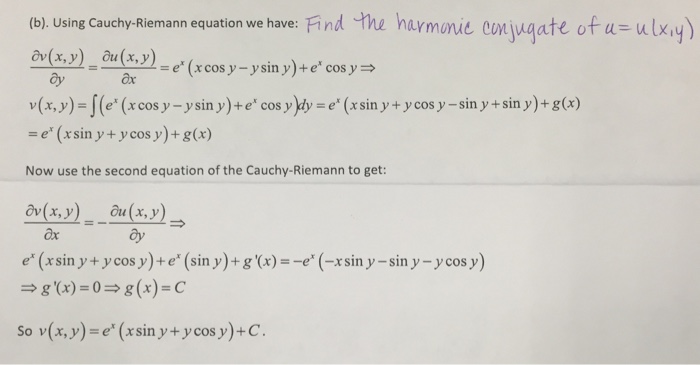 Solved Using Cauchy Riemann Equation We Have Partial Dif Chegg Com