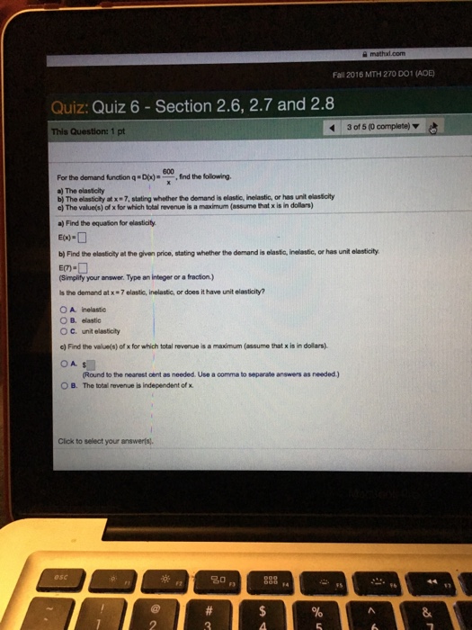 Solved For The Demand Function Q D X 600 X Find The Chegg Com