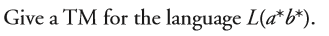 Give a TM for the language L(a*b).
