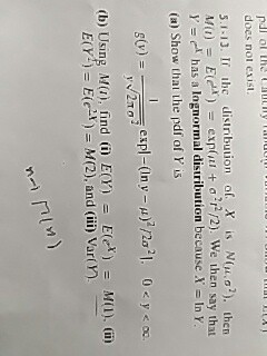 Solved If The Distribution Of X Is N Mu Sigma 2 Then M T Chegg Com