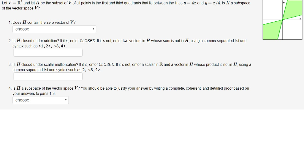 Solved Let V R 2 And Let H Be The Subset Of V Of All Poin Chegg Com