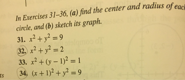 Solved In Find The Center And Radius Of Circle And B Chegg Com