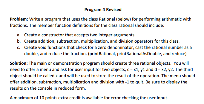 Solved Question In C Header File For The Rational Chegg Com