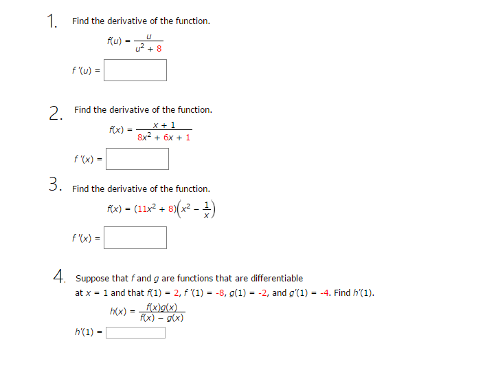 Solved Find The Derivative Of The Function F U U U 2 8 Chegg Com