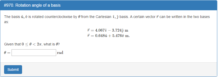 Solved The Basis U V Is Rotated Counterclockwise By Thet Chegg Com