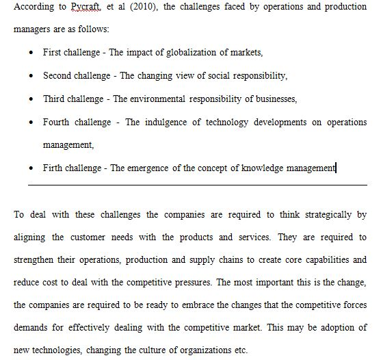 Solved: What do the operations challenges facing production/operations managers entail 1