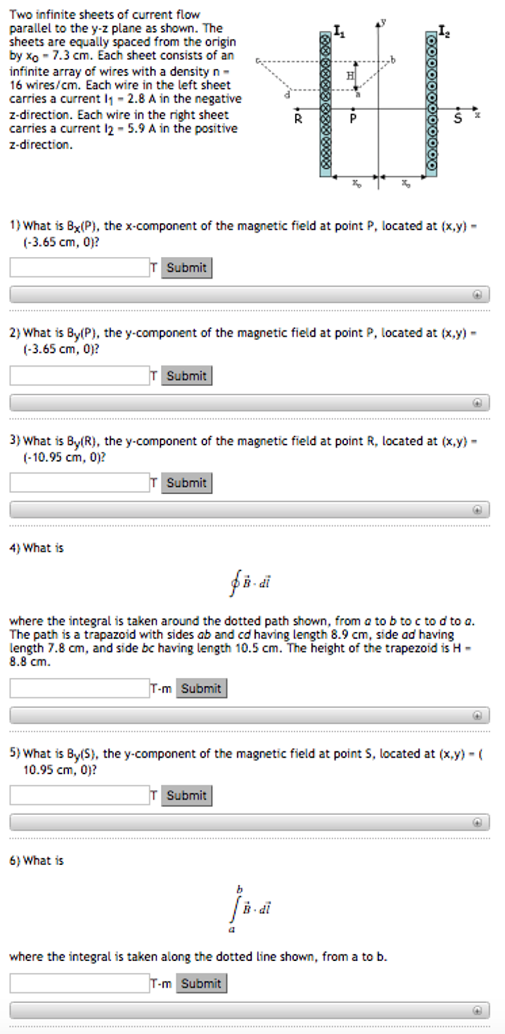 solved two infinite sheets of current flow parallel to th magnetic fields from two infinite sheets of current
