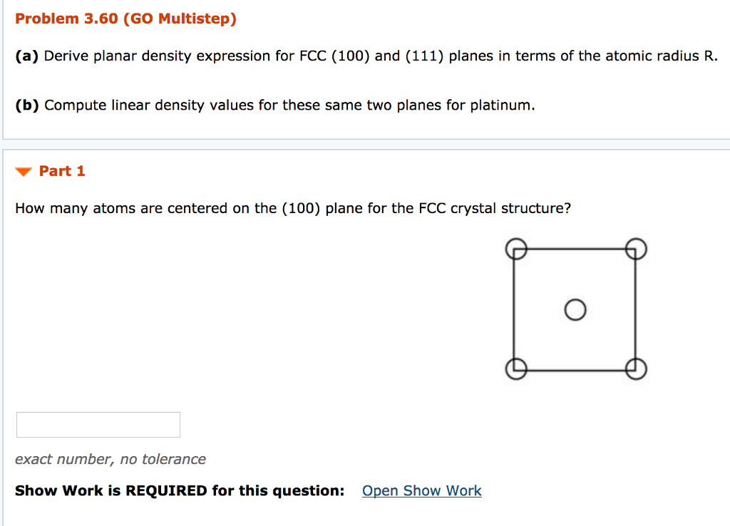 Linear density fcc 100